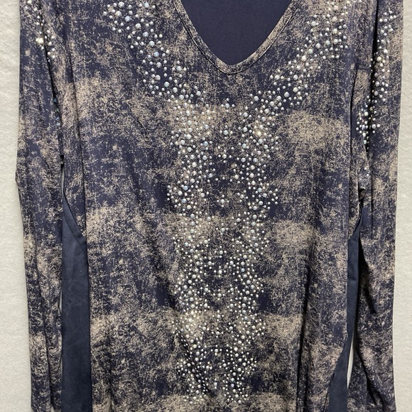 VOCAL Voice Of California Long Sleeve V- Neck Beaded Tunic Size 2XL Multi Color - Picture 10 of 11